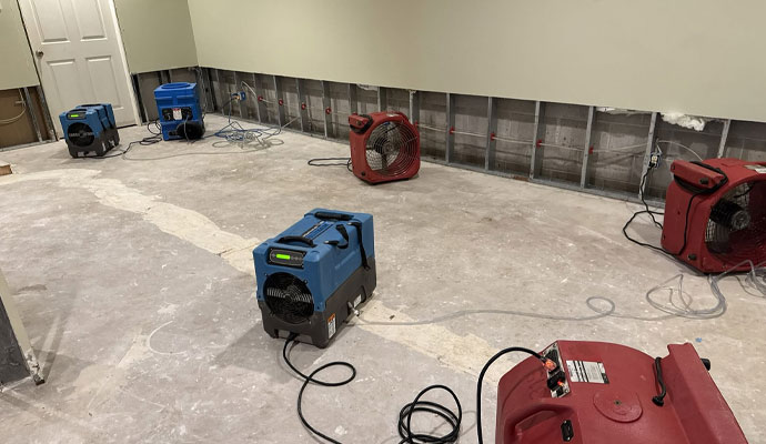 Basement water damage restoration equipment