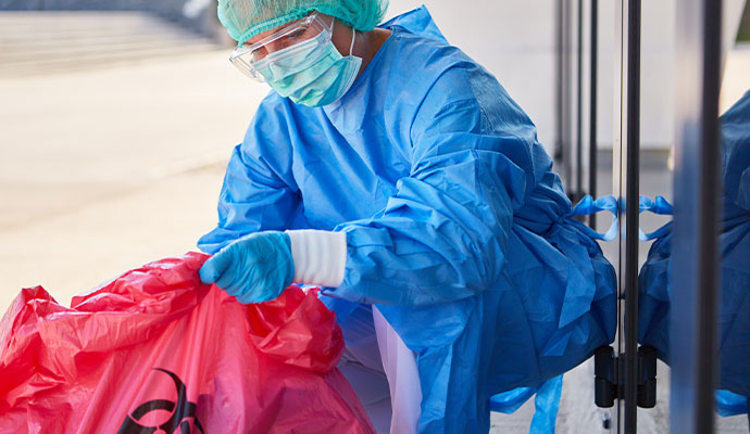 Biohazard professional cleaning accident spot