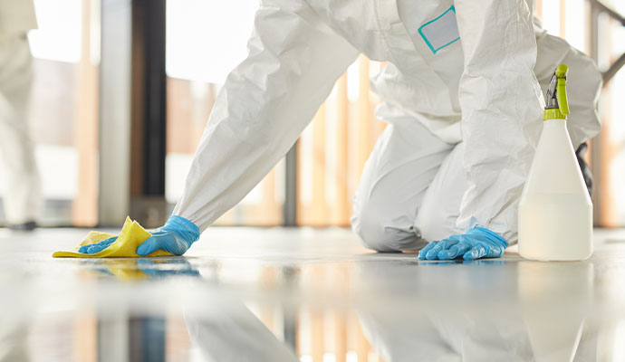 Professional cleaning blood from floor