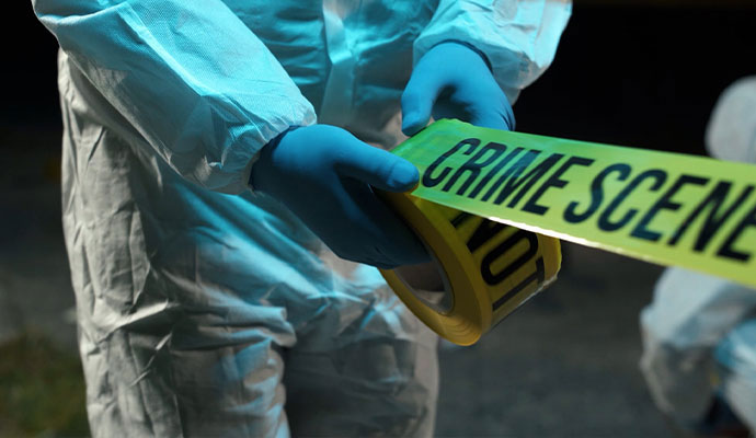 Professional sealing place using crime scene tape