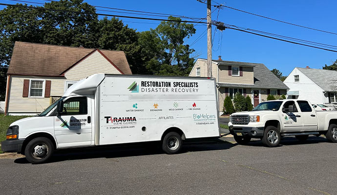 Restoration Specialists trauma cleanup service vehicles