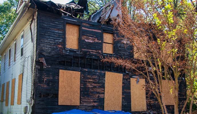 Residential fire damage board up