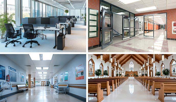 Collage of different types of commercial properties