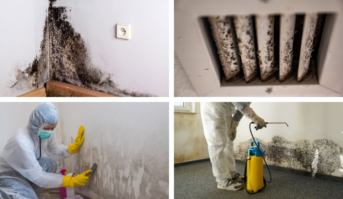 Collage of different types of mold remediation services