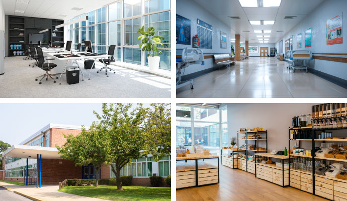 College of office room, college, hospital, and retail store