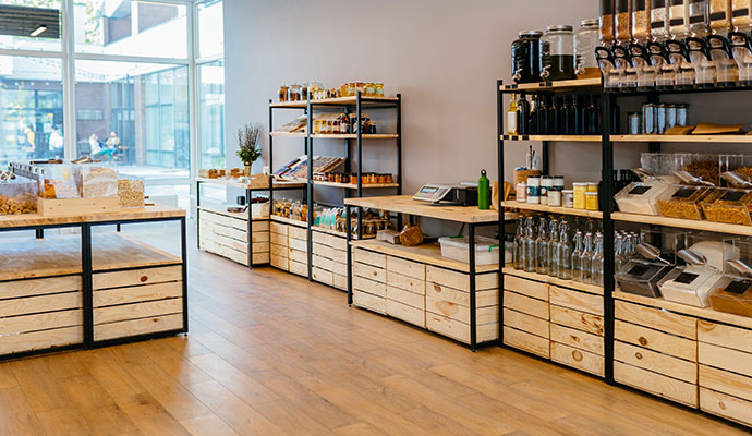 Clean interior of a retail store