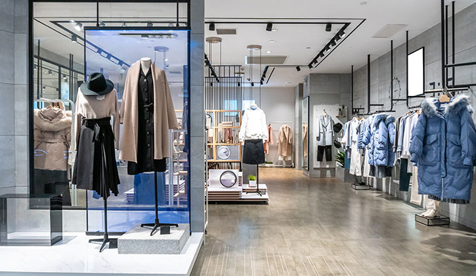 Clean retail store with displayed product