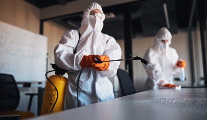 Disinfecting service in office space