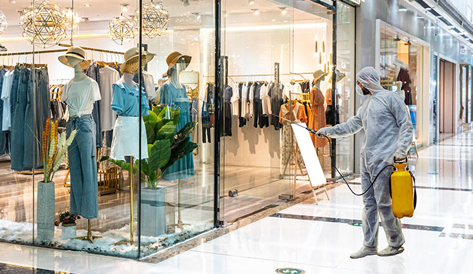 Disinfecting service in retail store