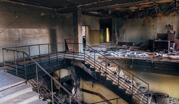 A fire damaged property