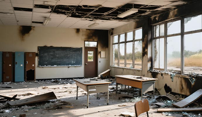 Fire damaged school