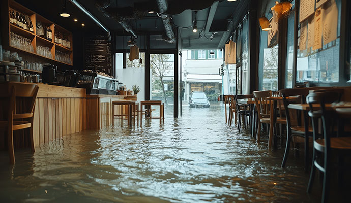 Flood damaged restaurant