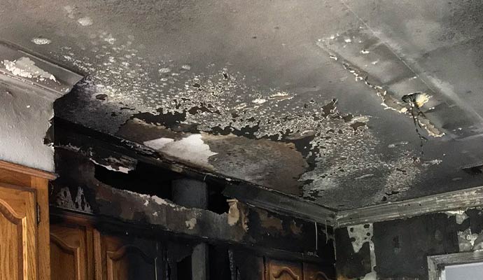 Kitchen fire damage ceiling