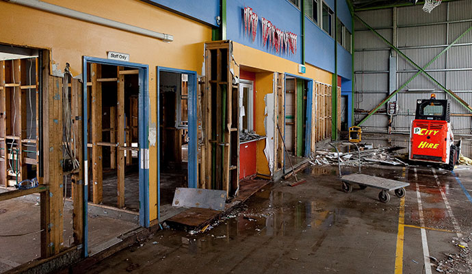 Damaged commercial place