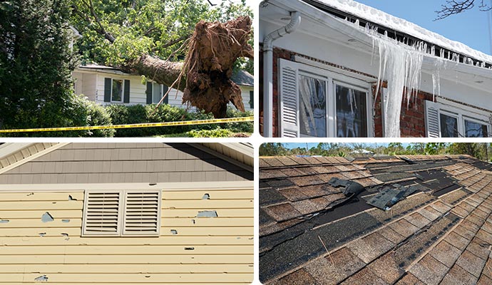 Collage of different damaged properties