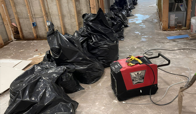 Drying equipment in a structural damaged area