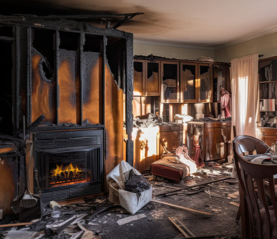 A fire damaged property.