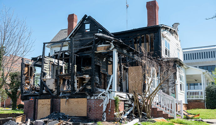 A fire damaged property A fire damaged property