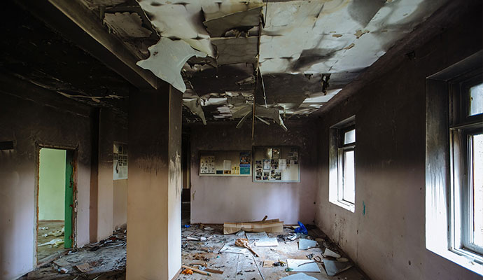 A fire damaged room A fire damaged room
