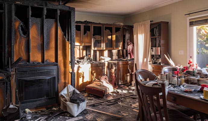 A fire damaged property