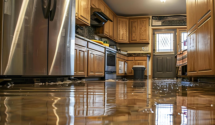 Flooded kitchen floor