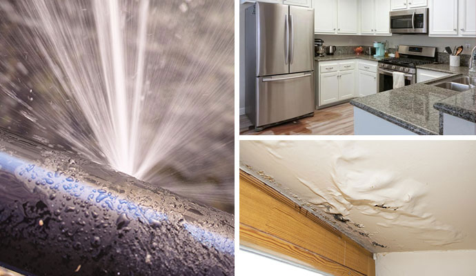 Residential water damage scenarios collage
