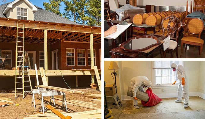 Collage of full service disaster recovery