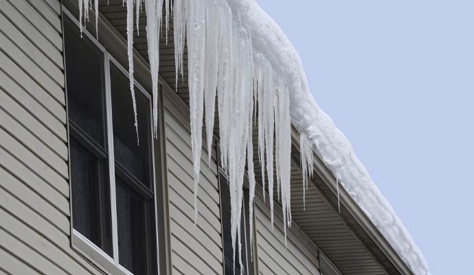 Ice buildup on the roof