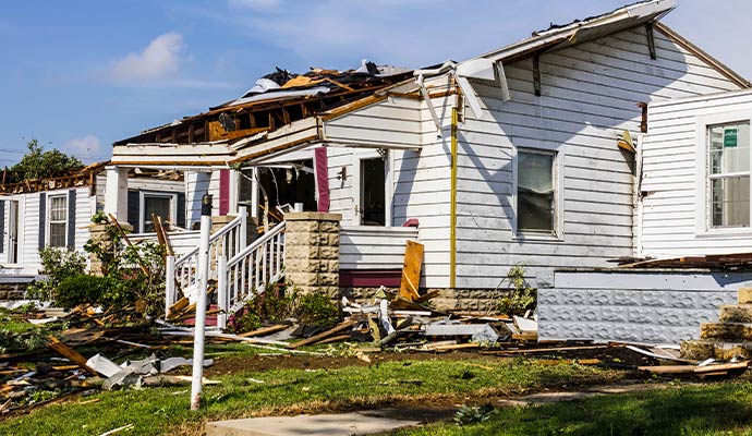 Severe roof structural damage