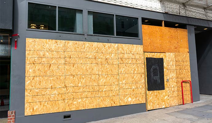 Board up door and wall