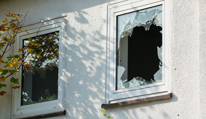 Broken window of a house