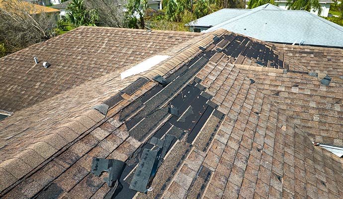 Storm damaged roof