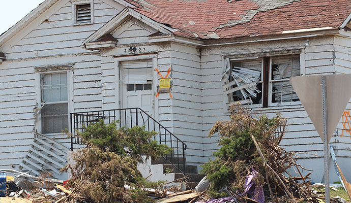 Structurally damaged house