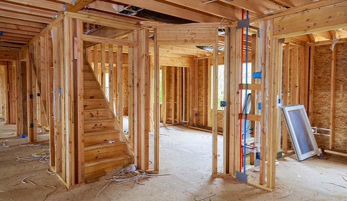 Wood framed construction site
