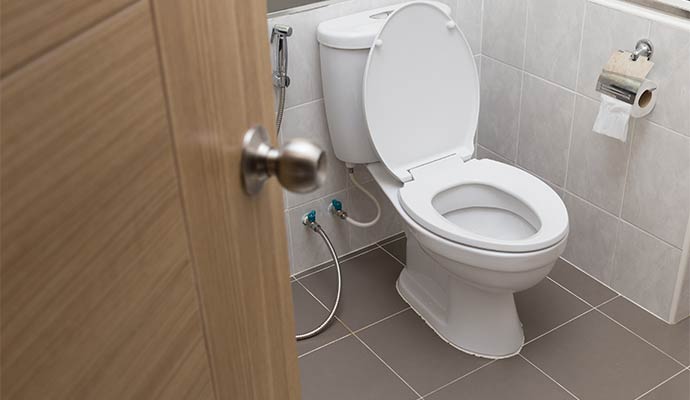 A clean and well-maintained office restroom