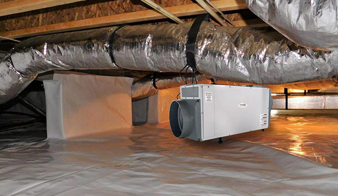 Dehumidifier installed in crawl space