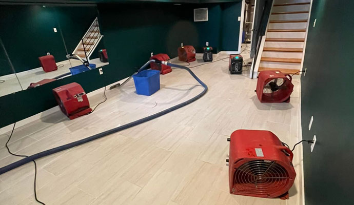 Flood damage restoration using equipments