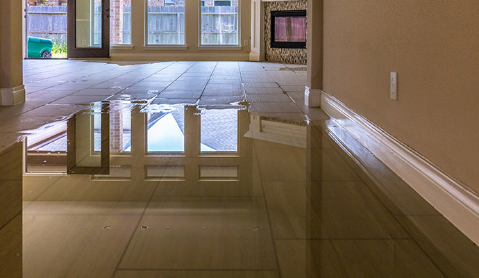 Floor is flooded with water