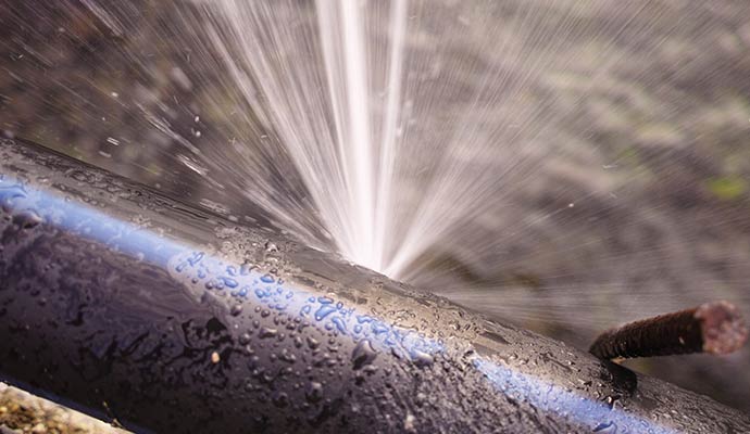 High pressure water main leak
