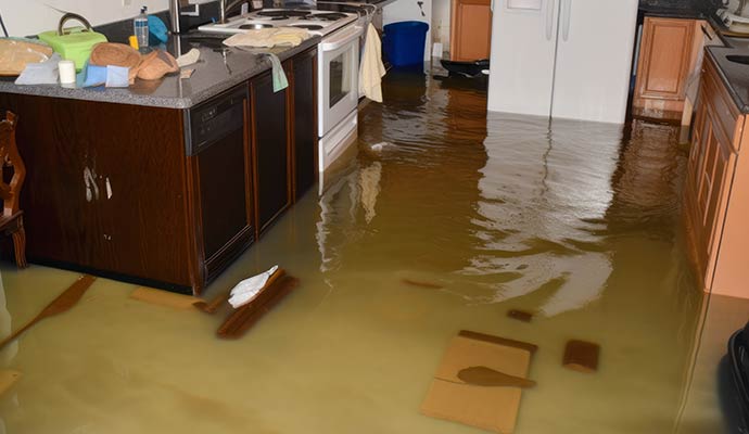 Kitchen floor water damage