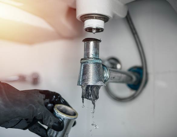 Plumber fixing water leak
