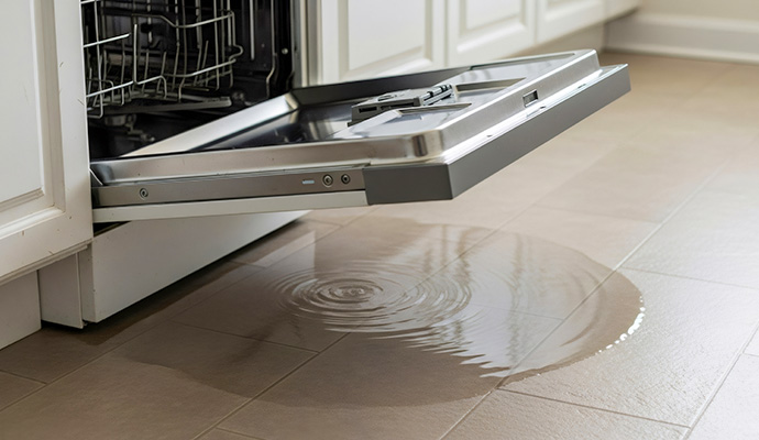 Water leaking from dishwasher