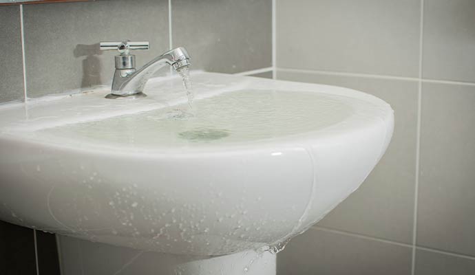 Water overflowing from sink