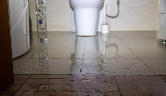 Wet toilet floor